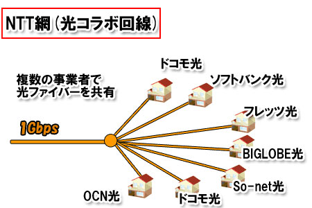NTT網を利用した光回線のファイバー
