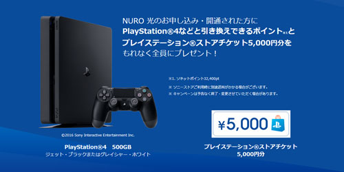 NURO光PS4キャンペーン